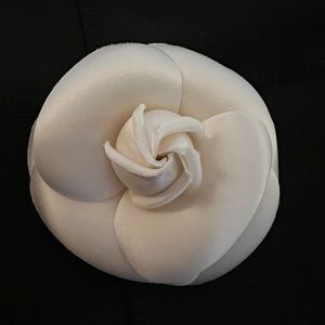 Vintage Chanel Camellia Flower Brooch Pin White